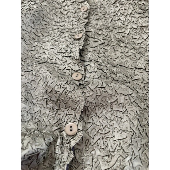 Reversible Vintage 90s Crinkle Jacket Women XLarge Black Green Coat Button Retro - Picture 10 of 12